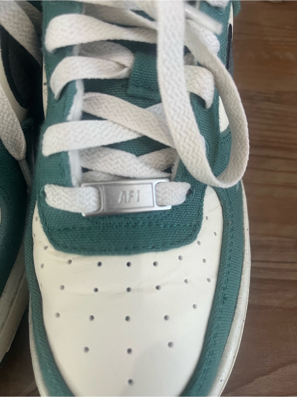 Nike Women’s Teal and White Air Force 1 Sneakers - Picture 3 of 7